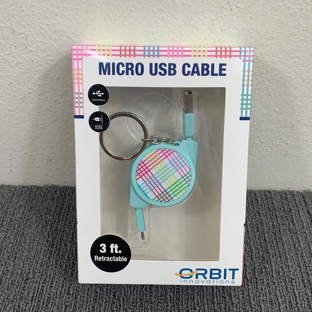 Micro USB Cable Keychain Universal Data Sync Charger 3ft Retractable for Android